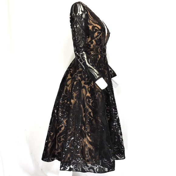 MAC DUGGAL ⚜ WOMEN'S BLACK & BROWN EVENING DRESS - Picture 1 of 7